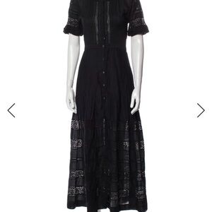 Loveshackfancy Elegant Black Lace Maxi Dress